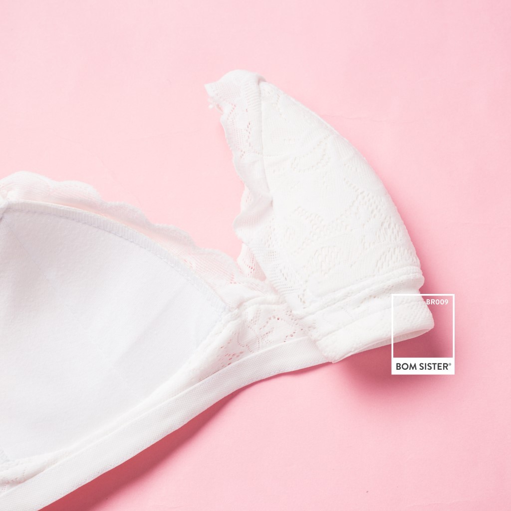 [Mã FARSBRBOM1 giảm 10% đơn 99K] Áo Lót Mút Mỏng Chất Ren Không Gọng Thoải Mái Màu Trắng BOM SISTER BR009 | BigBuy360 - bigbuy360.vn