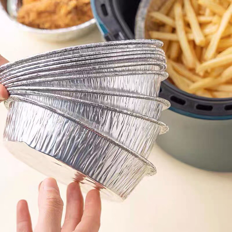 Combo 10 Khay Giấy Bạc Lót Nồi Chiên Không Dầu, Đĩa Nhôm, đĩa giấy bạc Đường Kính 20