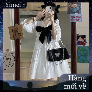 ⭐0412⭐ French Style Cute white puff sleeve summer princess dress