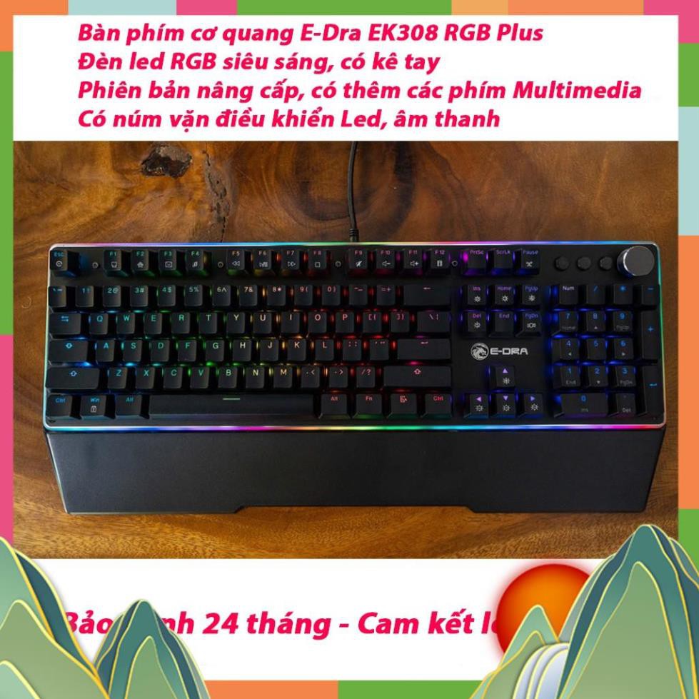 Bàn phím cơ quang E-Dra EK308 RGB Plus (USB/Optical switch/Đen) - Phiên bản nâng cấp, có thêm các phím Multimedia [ED]