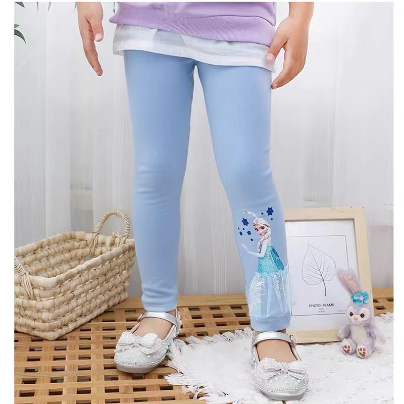 quần legging Elsa cho bé gái In Họa Tiết Hoạt Hình Phong Cách Hàn Quốc Thời Trang Mùa Hè Cho Bé Gái Từ 3-11 Tuổi