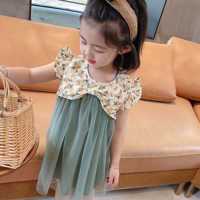 Đầm công chúa chất liệu voan mỏng in hoa phong cách thời trang mùa hè cho bé gái