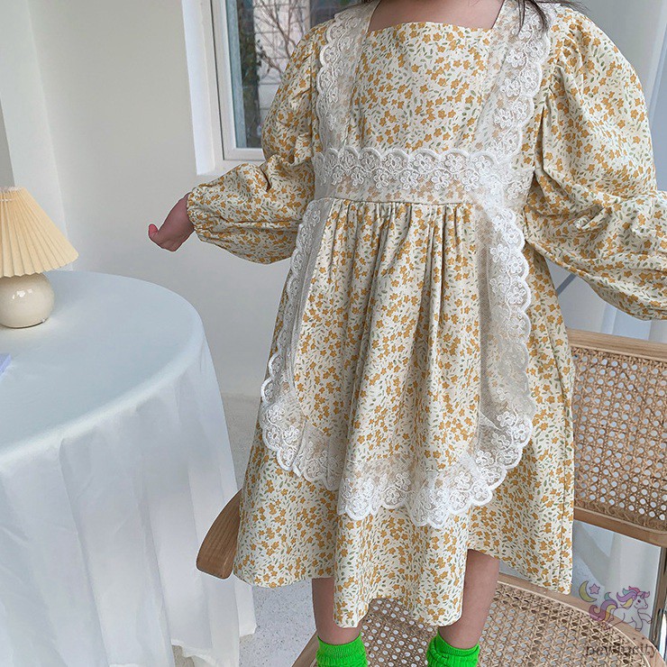 Đầm Cổ Búp Bê Ren Hoa Cho Bé Gái