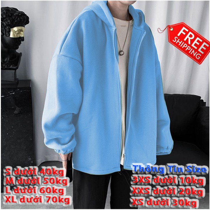 [FREESHIP TOÀN QUỐC] Áo Hoodie Form Rộng Dây Khóa Kéo Trơn Chất Liệu Nỉ