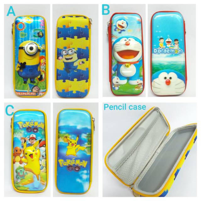 Túi Đựng Bút Chì Dập Nổi 5d 6d / Prncil Hình Minion / Pokemon Doraemon Dễ Thương