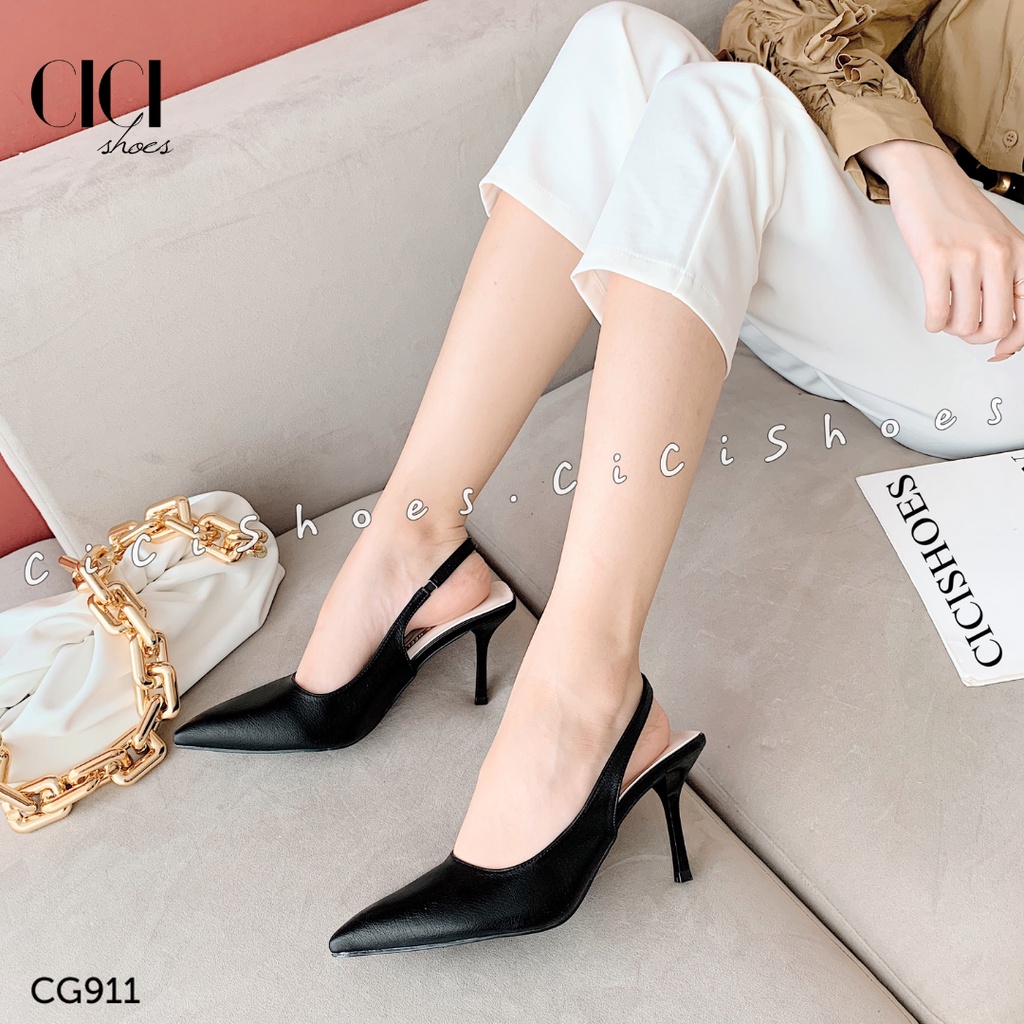 Giày  cao gót CiCi Shoes rẻ lì trơn quai hậu GN 8p - CG911