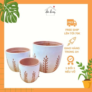 Chậu đất nung trứng sơn màu Nhà Decor trồng cây cảnh cây sen đá ship 1h lỗi 1 đổi 1