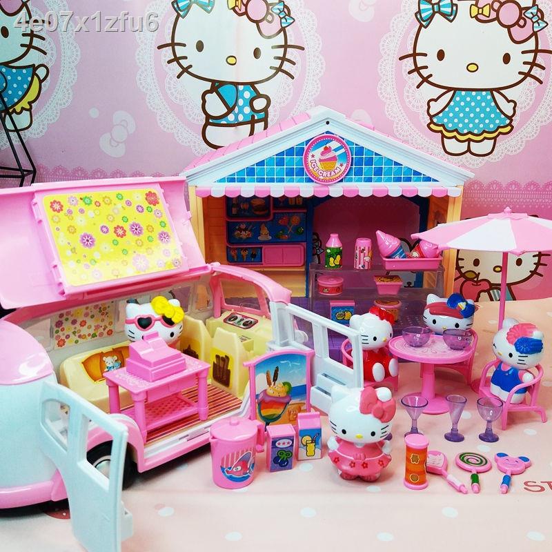 ❉ ﹊ №☃Gửi đồ chơi búp bê Hello Kitty cắm trại cửa hàng xe kem nhà biệt thự dễ thương bộ