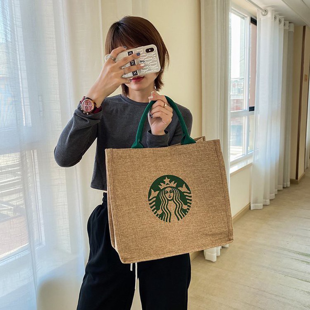 Túi tote vải bố Starbucks đựng bữa trưa