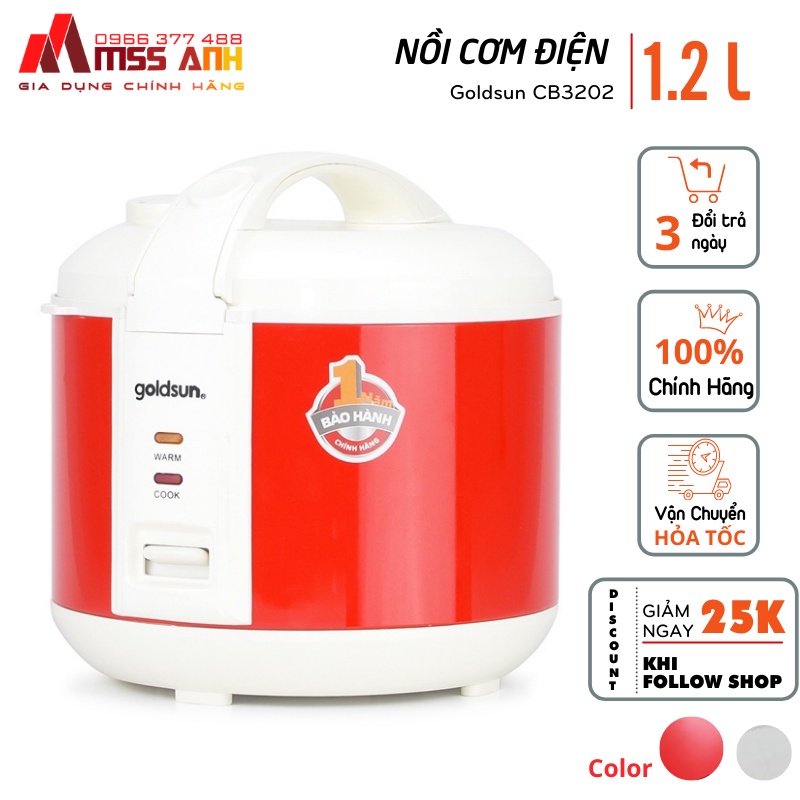 Nồi cơm điện 1,2 lít Goldsun CB3202 Nồi cơm điện mini bảo hành chính hãng 12 tháng