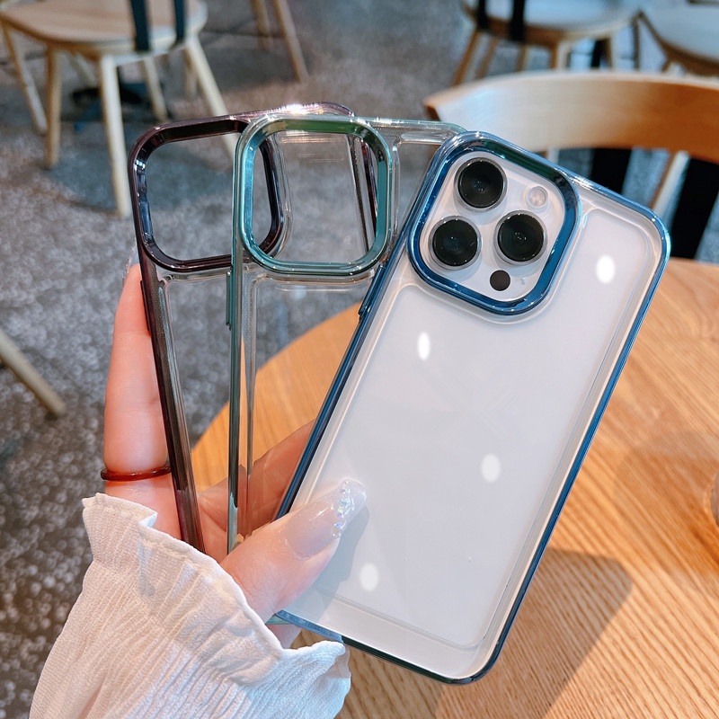 Ốp Điện Thoại Trong Suốt Chống Sốc Nút Kim Loại Cho IPhone 14 Pro MAX 13 12 11 Pro MAX XS MAX XR X 7 + 8 Plus Gen2