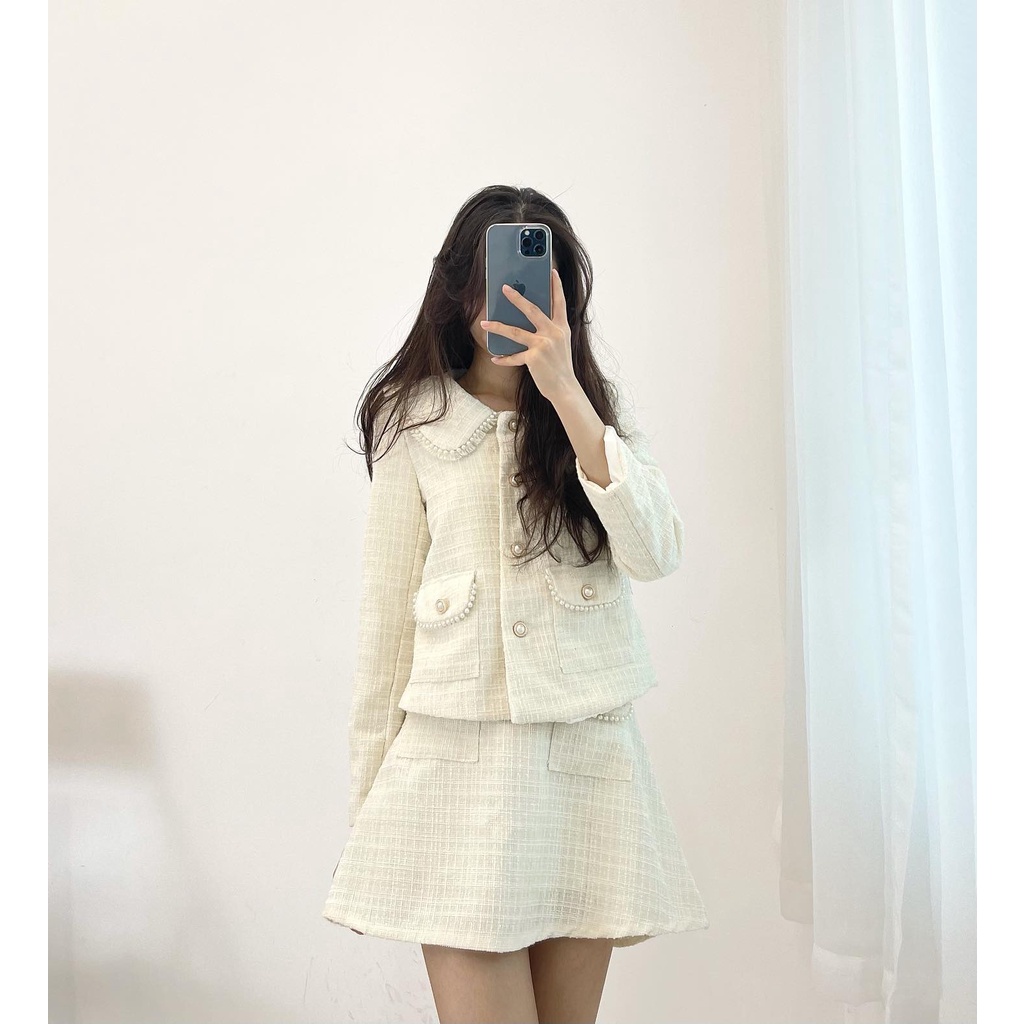 (FREESHIP) Set dạ viền cúc ngọc hàng quảng châu Miho house