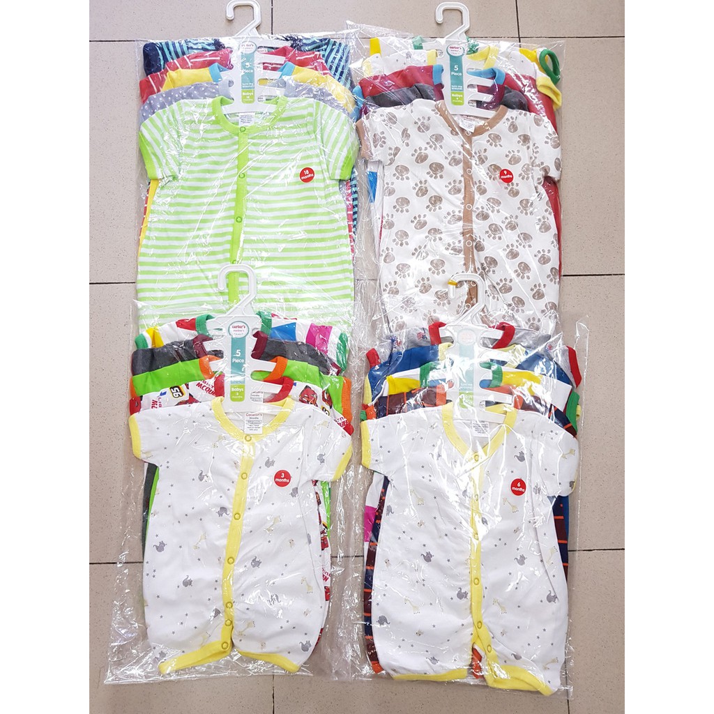 Combo 5 body nút giữa họa tiết sọc và thú cho bé trai ( màu ngẫu nhiên)