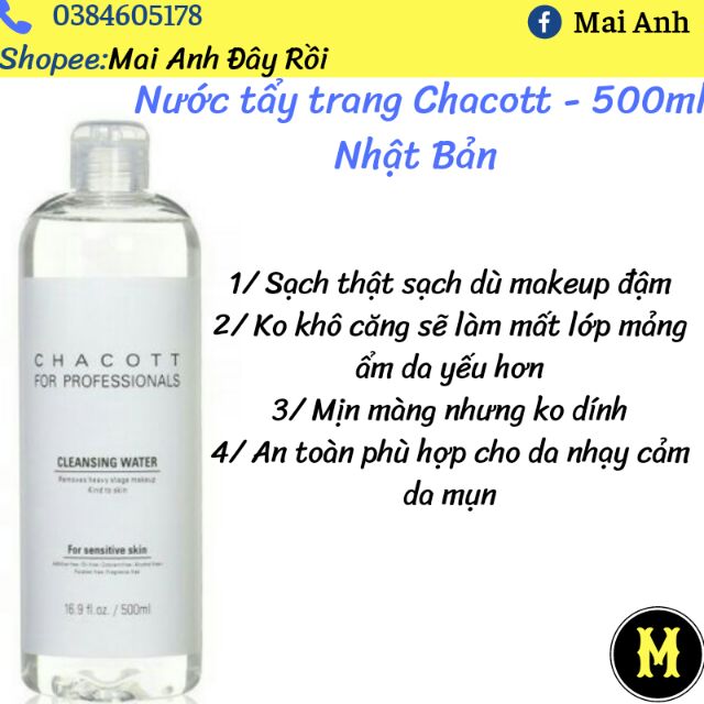 Nước tẩy trang CHACOTT - 500ML