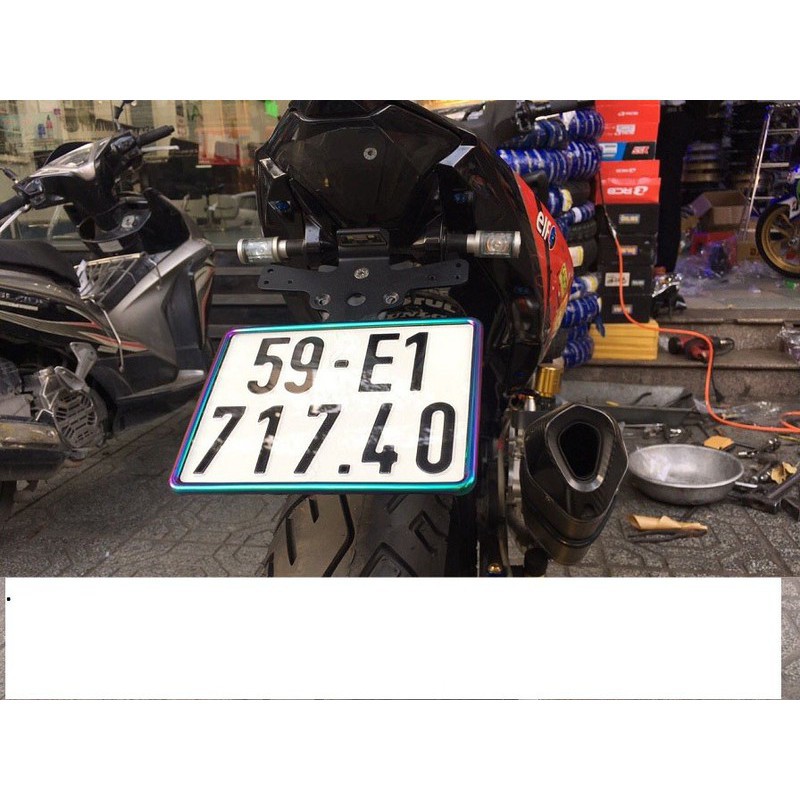 Khung trang trí biển số xe máy xe đạp điện có kính và viền 7 màu hót nhất  2023