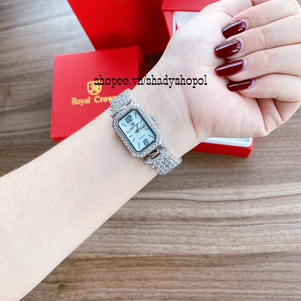Đồng Hồ Royal Crown Nữ 6316 Chính Hãng Đính Đá Bạc