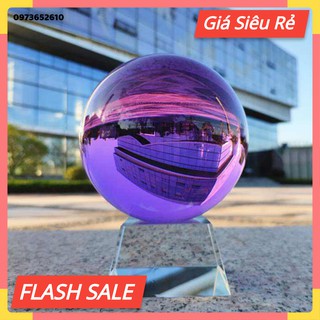 Flash sale Quả cầu phong thuỷ pha lê tím + tặng kèm đế kính