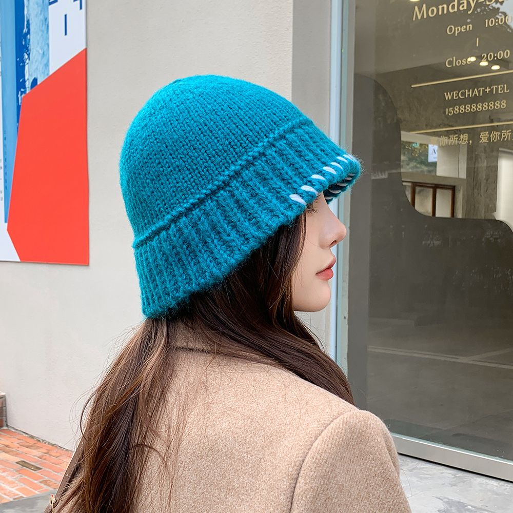 Mũ beanie giữ ấm màu trơn dễ thương cho nữ