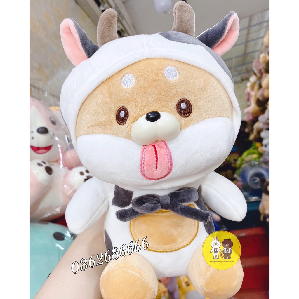 Gấu bông chó Shiba lè lưỡi cosplay kì lân bò sữa quả bơ kích thước 40-50-80cm Xưởng gấu bông Việt Nam