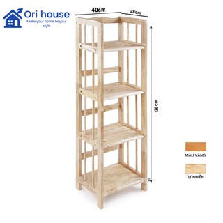 Kệ sách 4 tầng gỗ tự nhiên ngang 38cm đa năng, hàng lắp ráp - Ori House