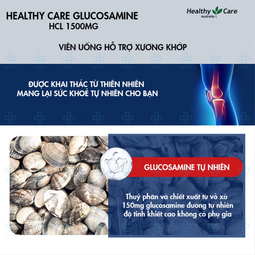 Glucosamine HCL 1500mg Healthy Care - Bổ Xương Khớp, Dịch Khớp, Khô Khớp, Cứng Khớp (Lọ 400 Viên) [Chính Hãng]
