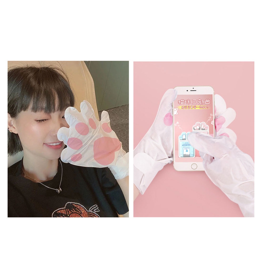 [Hàng mới về] Set mặt nạ tay/chân tẩy tế bào chết dưỡng ẩm làm trắng da thiết kế hình dấu chân mèo đáng yêu