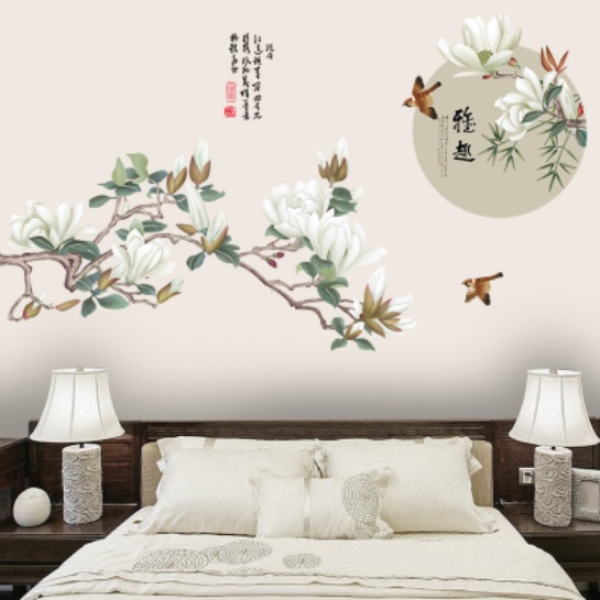 Decal trang trí tường - Phong cãnh cành cây và đàn chim