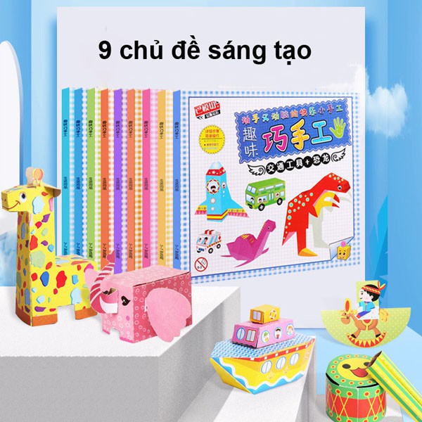 Bộ gấp giấy arigami 3D bìa cứng có màu phong cách nhật bản