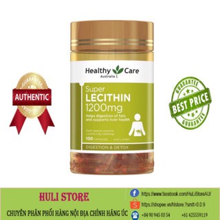 (Freship+ Chuẩn Air) Mầm đậu nành Healthy Care Super Lecithin 1200mg 100 Viên