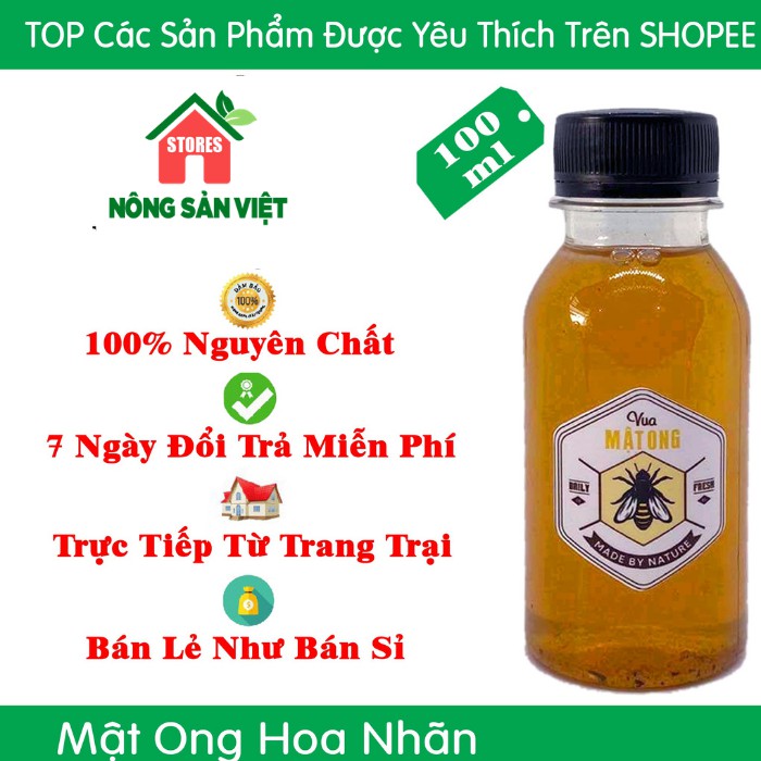 [ 100% THIÊN NHIÊN ] Mật Ong Hoa Nhãn Nguyên Chất 100ml - Đền Gấp 10 Lần Nếu Phát Hiện Mật Giả