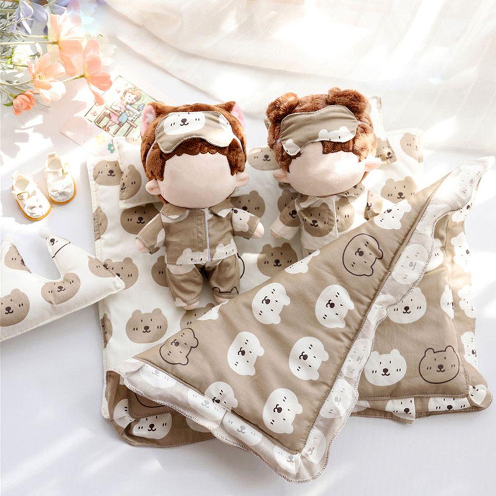 RAINBOW Dolls Accessories Plush Dolls Clothes Korea Idol Doll Quilt Sleeping Bed Product Cute 3 Piece Set 20cm 15cm Dolls Pillow Sleepwear Eye protectionSet