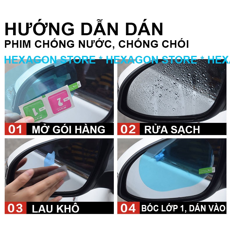 Bộ 2 Miếng Dán Kính Chống Đọng Nước, Sương Mờ Xe Ô Tô Xe Hơi