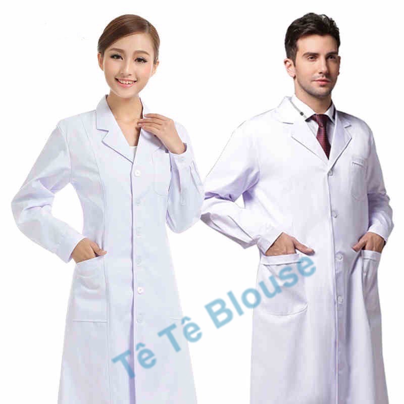 Áo Blouse Dài Ngang Gối, Dài Tay Nam Nữ, Áo Choàng Bác Sĩ, Phòng Thí Nghiệm, Thẩm Mỹ Viện, Vải Kaki Và Thô (Giá Sỉ)