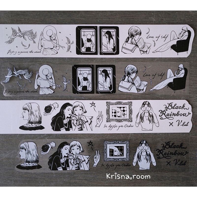 Krisna.room ♡ VLAB Studio- 1 chu kì 90cm cuộn washi Cầu vồng đen