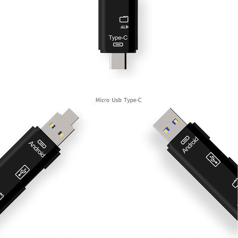 Đầu USB OTG 5 trong 1 đọc thẻ tích hợp cổng USB 3.0 Type C / USB / Micro USB đa dụng tiện lợi