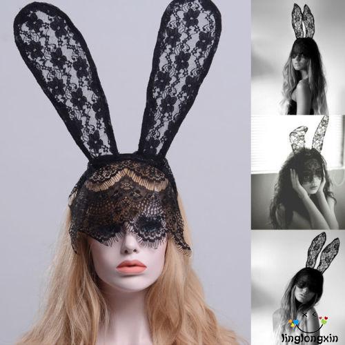 ✮Za❥Băng Đô Tai Thỏ Dài Phối Ren Hóa Trang Quyến Rũ Cho Nữ