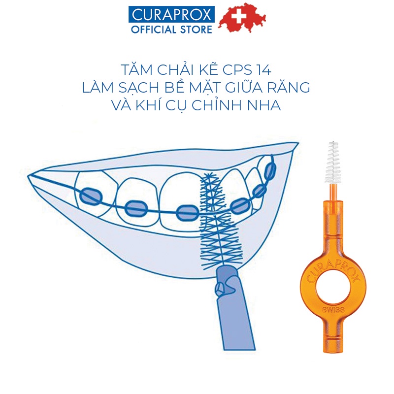 Bộ 4 cây tăm kẽ cho răng niềng Curaprox CPS 14 Ortho