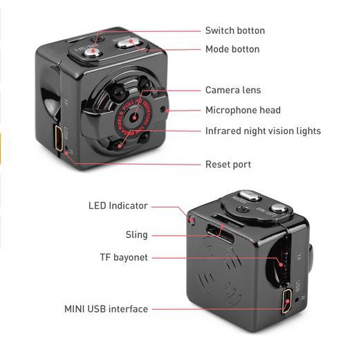 Sale 70% Camera ghi hình mini SQ8 640 * 480 hỗ trợ ghi hình ban đêm, SQ8 Giá gốc 160,000 đ - 110B121