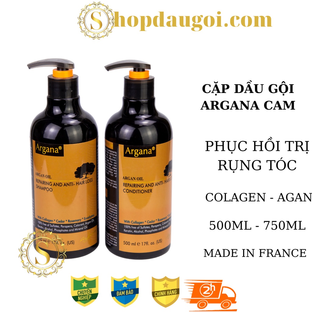 Dầu Gội Xả Argana Ngăn Ngừa Rụng Tóc Phục Hồi Tóc Hư Tổn Hương Nước Hoa 500ml - 750ml