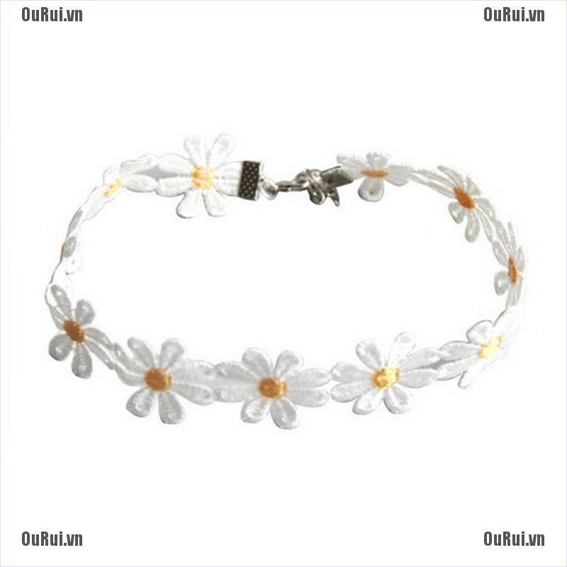 Vòng Cổ Choker Họa Tiết Hoa Cúc Vàng Trắng Xinh Xắn Cho Nữ