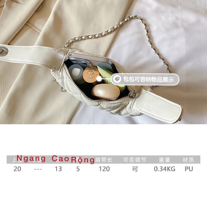 Túi xách đeo chéo quai xách dáng bánh tròn logo
