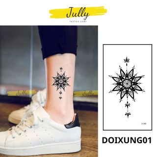Hình xăm dán họa tiết đối xứng hình hoa cúc JULLY Tattoo chất, miếng dán chống nước, xăm tạm thời