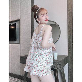 Đồ bộ pijama lụa mango đùi dây tiểu thư - form 40-58kg