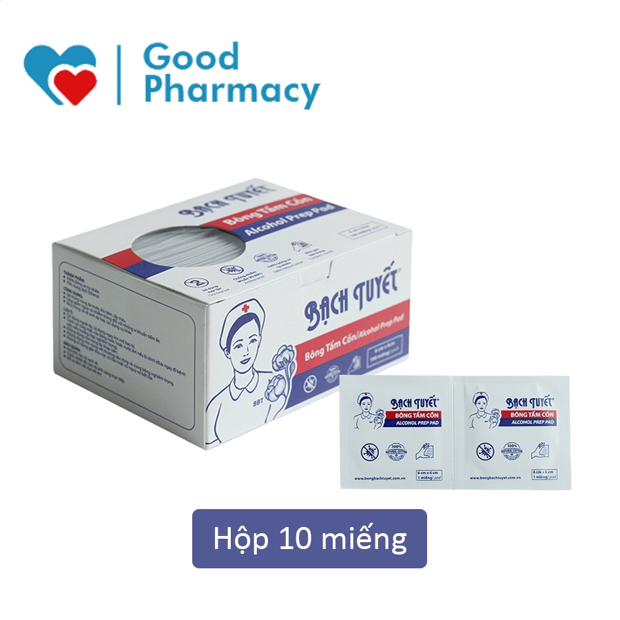 Bông tẩm cồn Bạch Tuyết Alcol / Alcohol Pad - Gạc sát trùng da, y tế (tiêm, test máu), làm móng, lau màn hình điện thoại