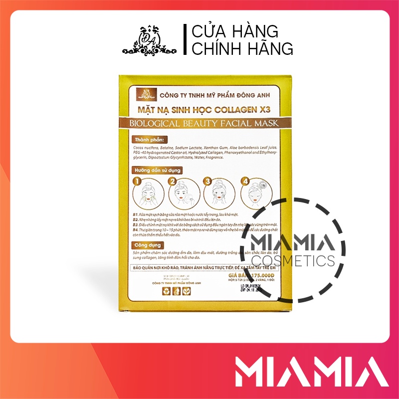 Mặt Nạ Sinh Học Collagen X3 hộp 5 miếng chuyên dưỡng trắng, cấp ẩm chống lão hóa da Mỹ Phẩm Đông Anh