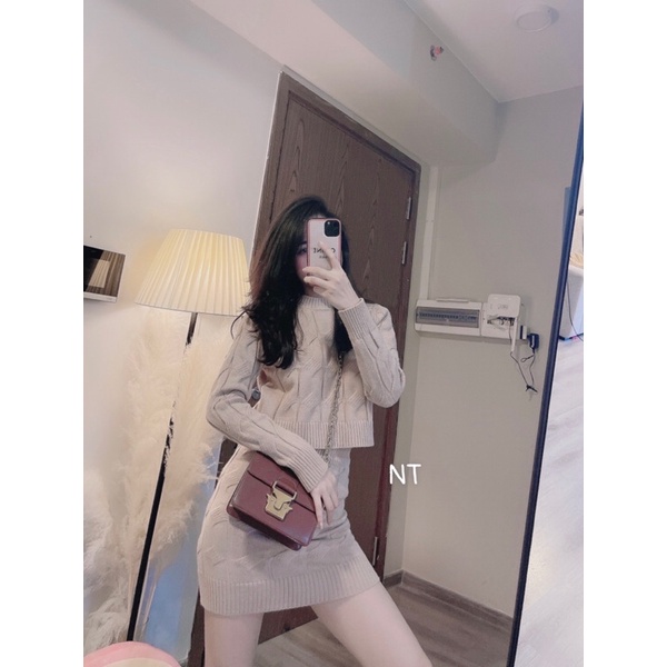 Set len croptop chân váy siêu xinh