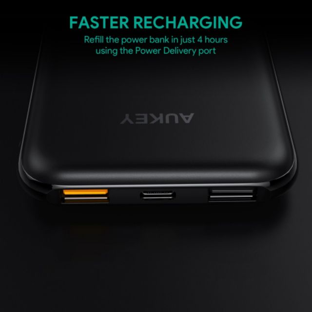 PIN SẠC DỰ PHÒNG  AUKEY PB-Y13 10000MAH –  USB TYPE-C IN/OUT POWER DELIVERY PD VÀ SẠC NHANH QC 3.0