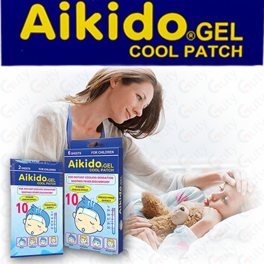 Miếng dán hạ sốt Aikido cho bé, trẻ sơ sinh - Hộp 6 miếng - Giảm sốt, đau răng, nhức đầu, nóng trong người