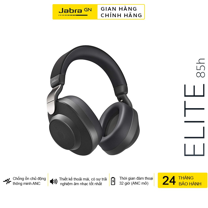 [Mã ELTECHZONE giảm 5% đơn 500K] Tai Nghe Không Dây, Bluetooth Chụp Tai On-ear Jabra Elite 85h - Hàng Chính Hãng