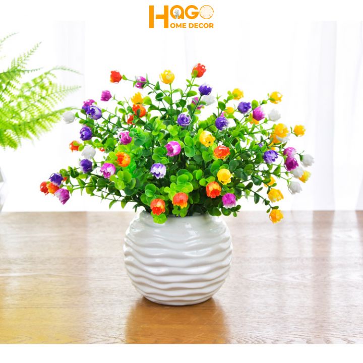 Hoa giả, chậu,bình hoa mini để bàn mẫu mới trang trí, decor nhà cửa cực xinh